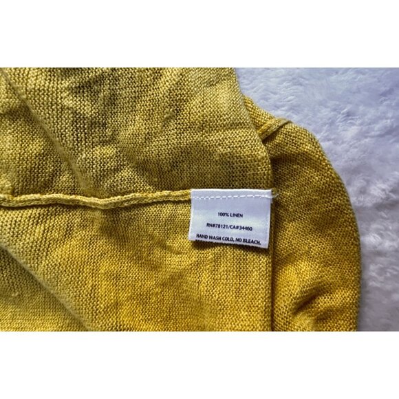 Eileen Fisher Womens Mustard Linen Open Front Cardigan Sweater Large Lightweight - Picture 4 of 8